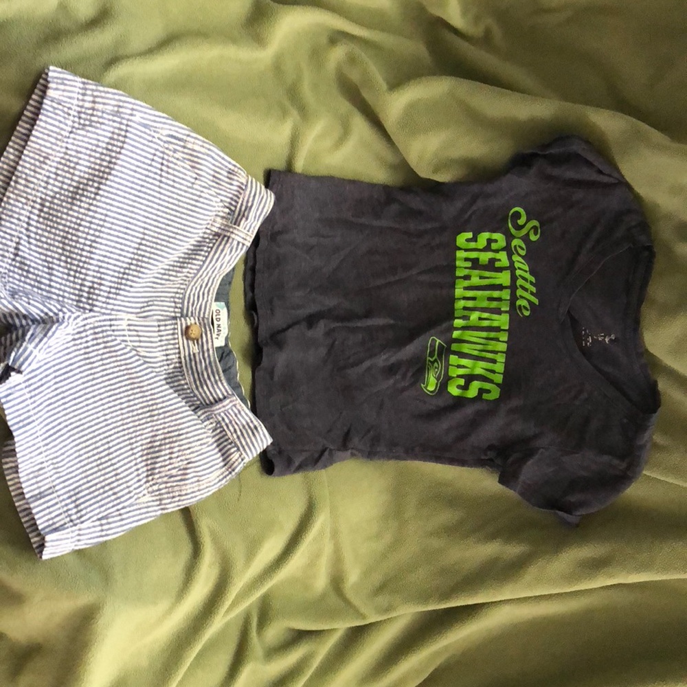 Girls shorts size 10 & Seattle Seahawks medium.